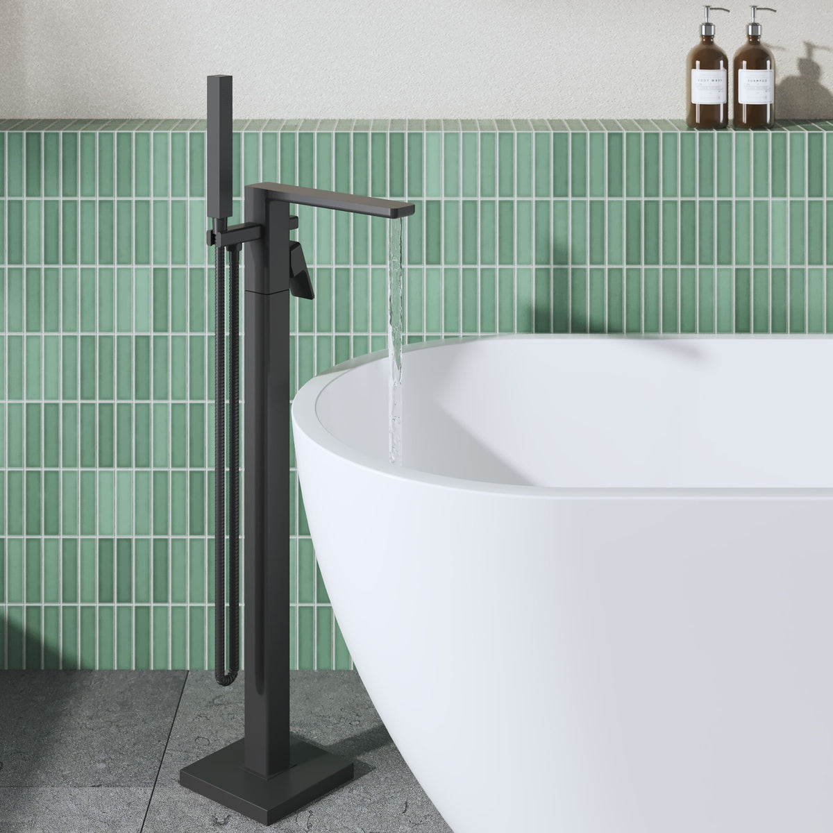 Sterling Floor Mounted Bath Shower Mixer Tap with Handset