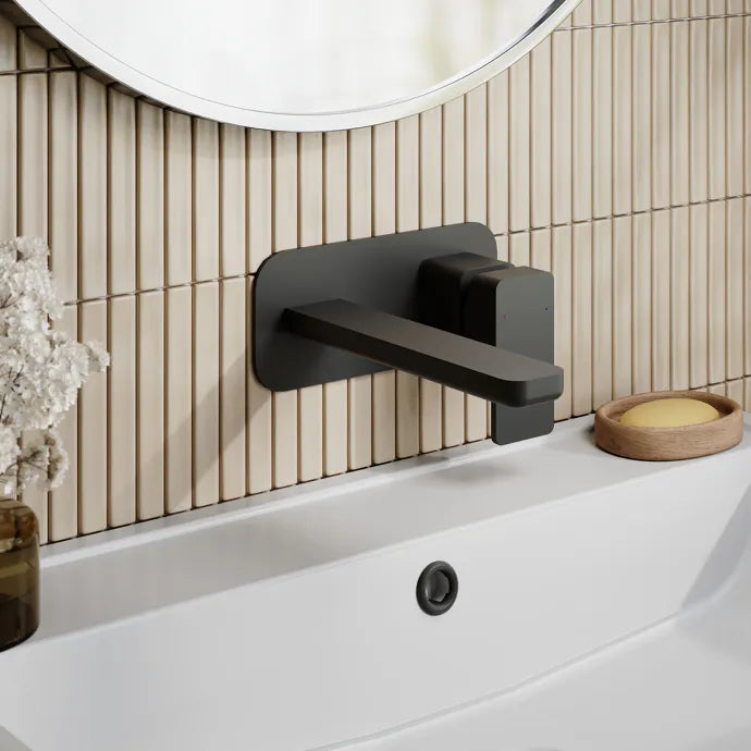 Sterling 2 Hole Wall Mounted Basin Mixer Tap With Plate