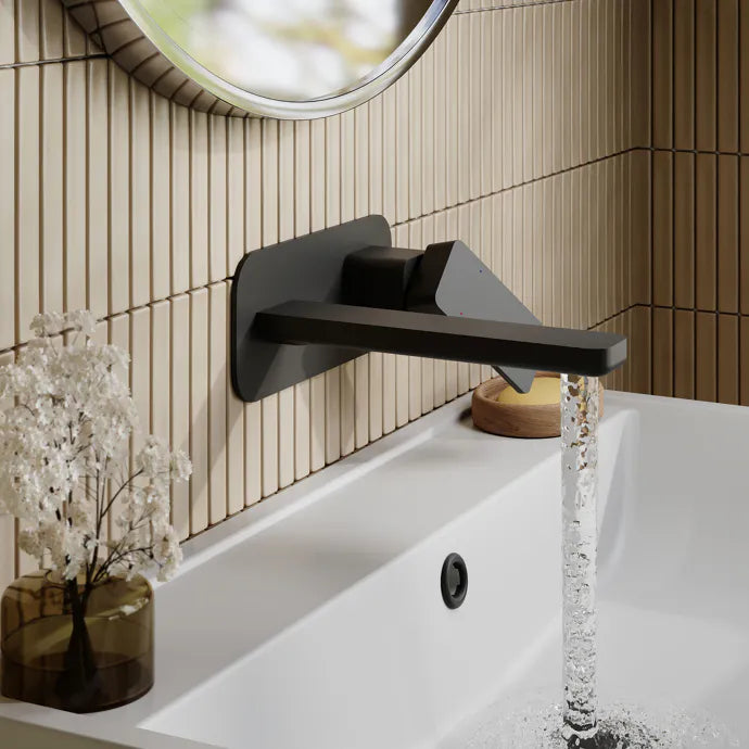 Sterling 2 Hole Wall Mounted Basin Mixer Tap With Plate