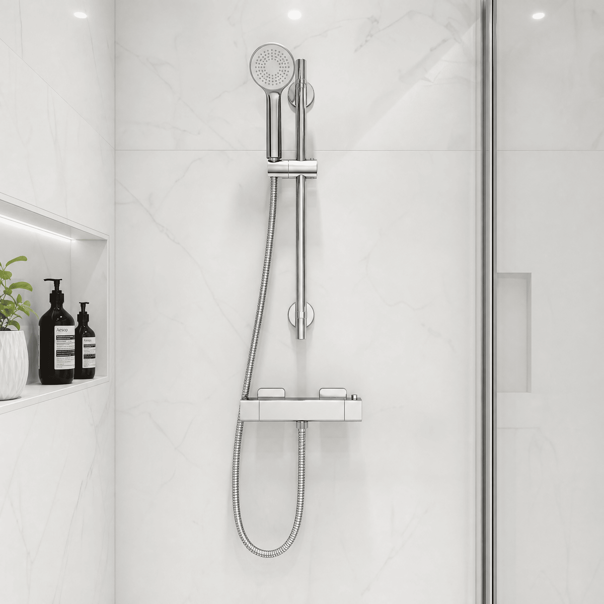 Atlas Thermostatic Bar Shower Valve - Chrome