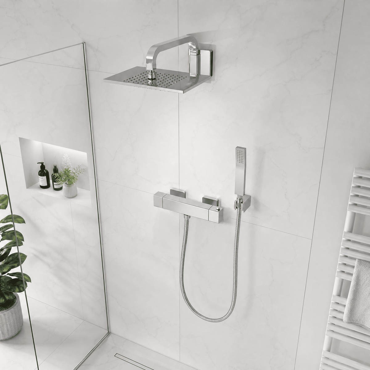 Atlas Thermostatic Bar Shower Valve - Chrome