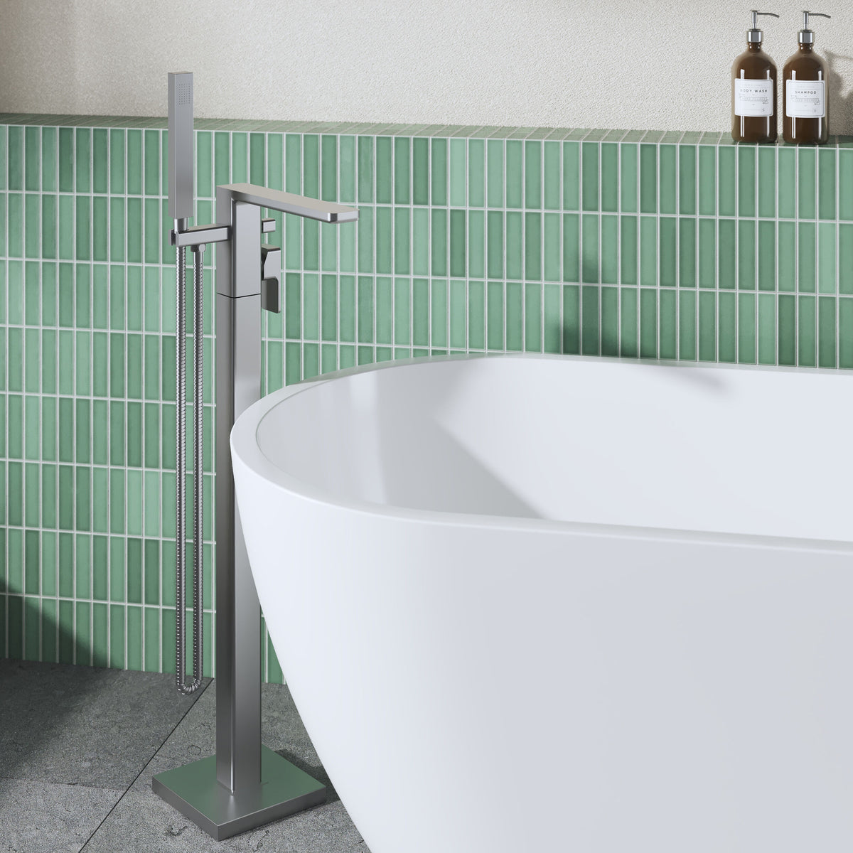 Sterling Floor Mounted Bath Shower Mixer Tap with Handset