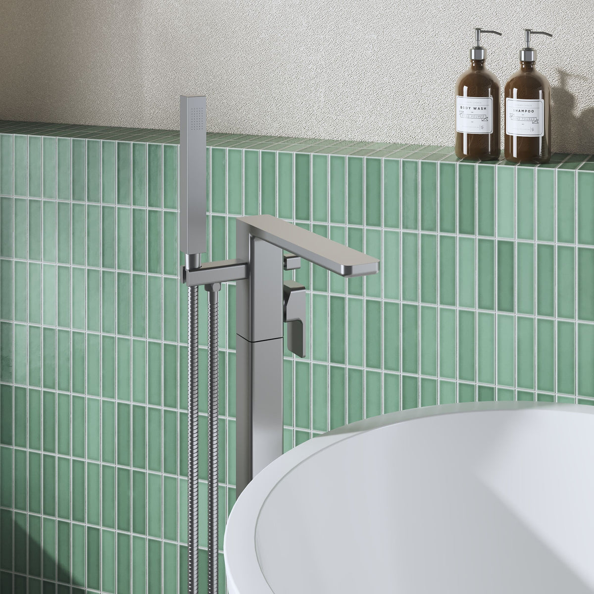 Sterling Floor Mounted Bath Shower Mixer Tap with Handset
