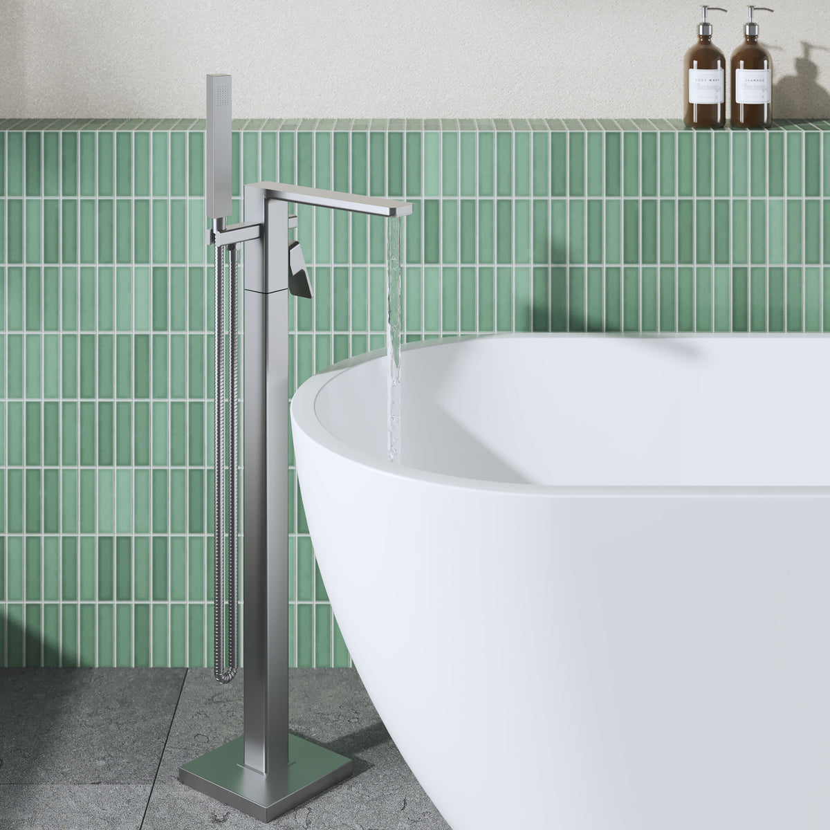 Sterling Floor Mounted Bath Shower Mixer Tap with Handset
