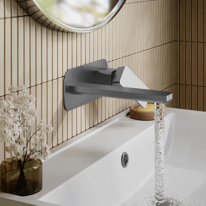 Sterling 2 Hole Wall Mounted Basin Mixer Tap With Plate