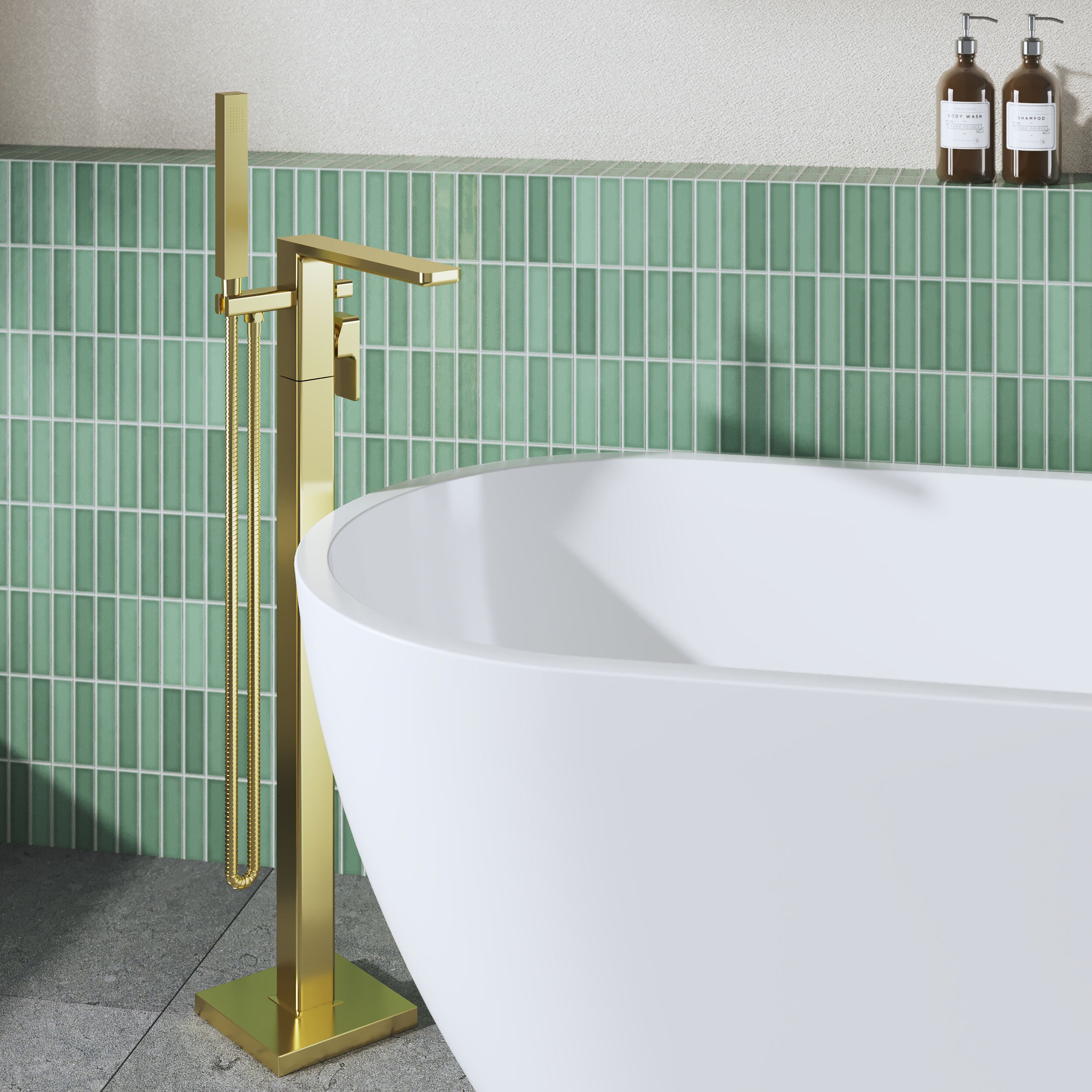 Sterling Floor Mounted Bath Shower Mixer Tap with Handset