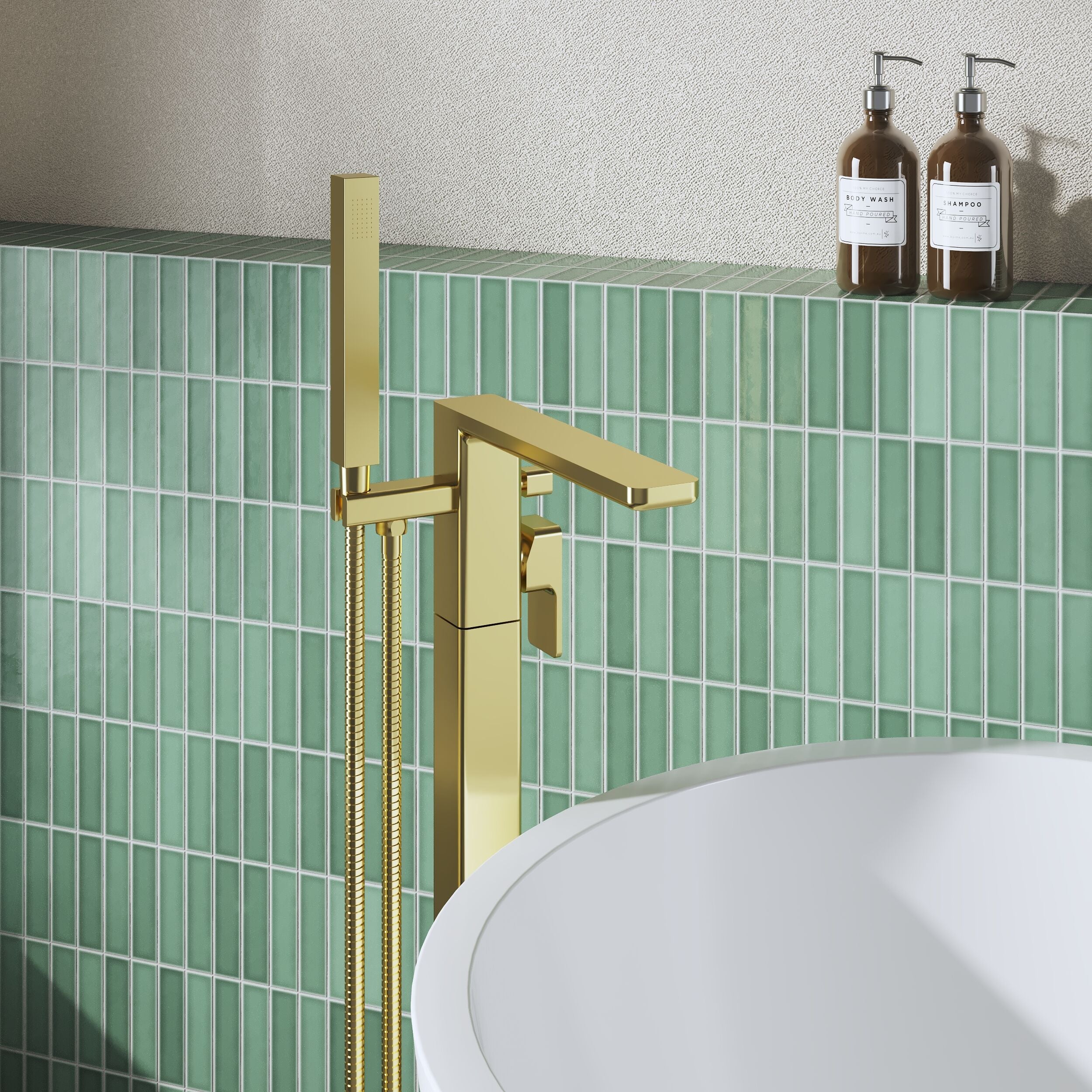 Sterling Floor Mounted Bath Shower Mixer Tap with Handset