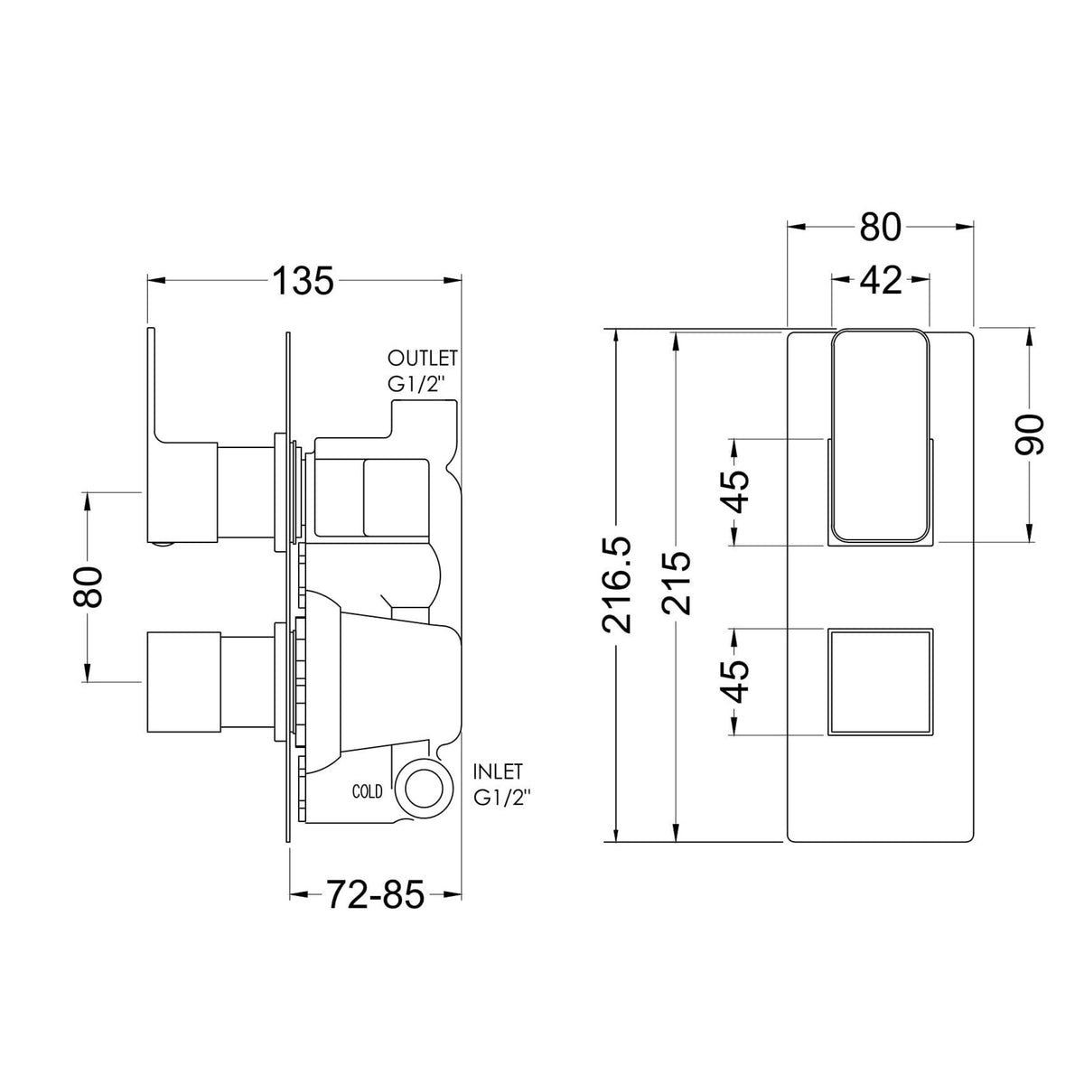 Sterling 1 Outlet Thermostatic Concealed Shower Valve