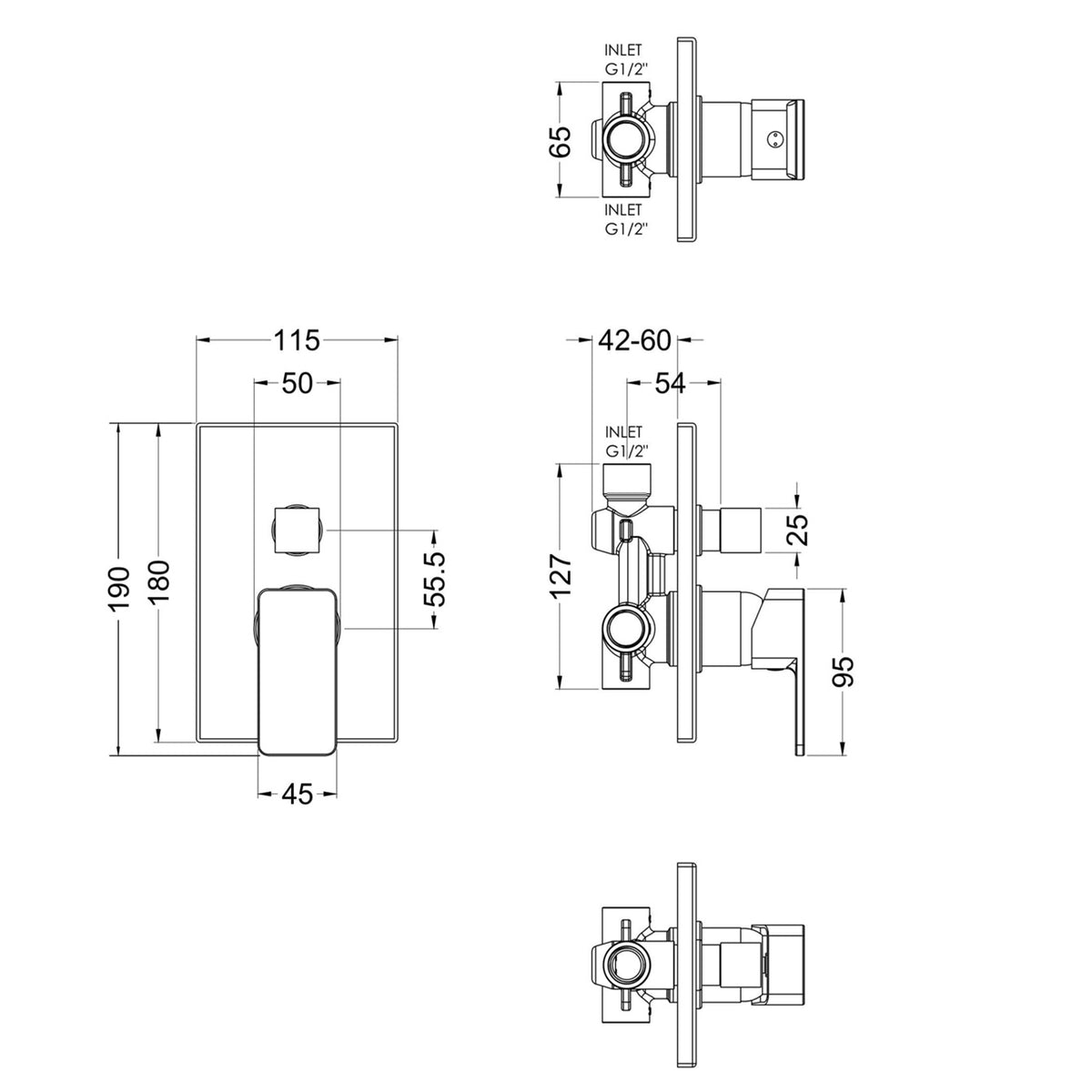Sterlin 2 Outlet Manual Shower Valve With Diverter - Chrome