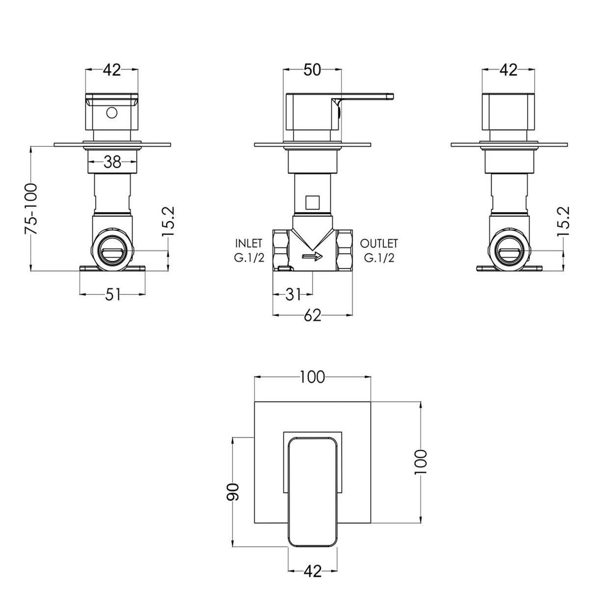 Sterling 1 Outlet Concealed Stop Shower Valve - Chrome