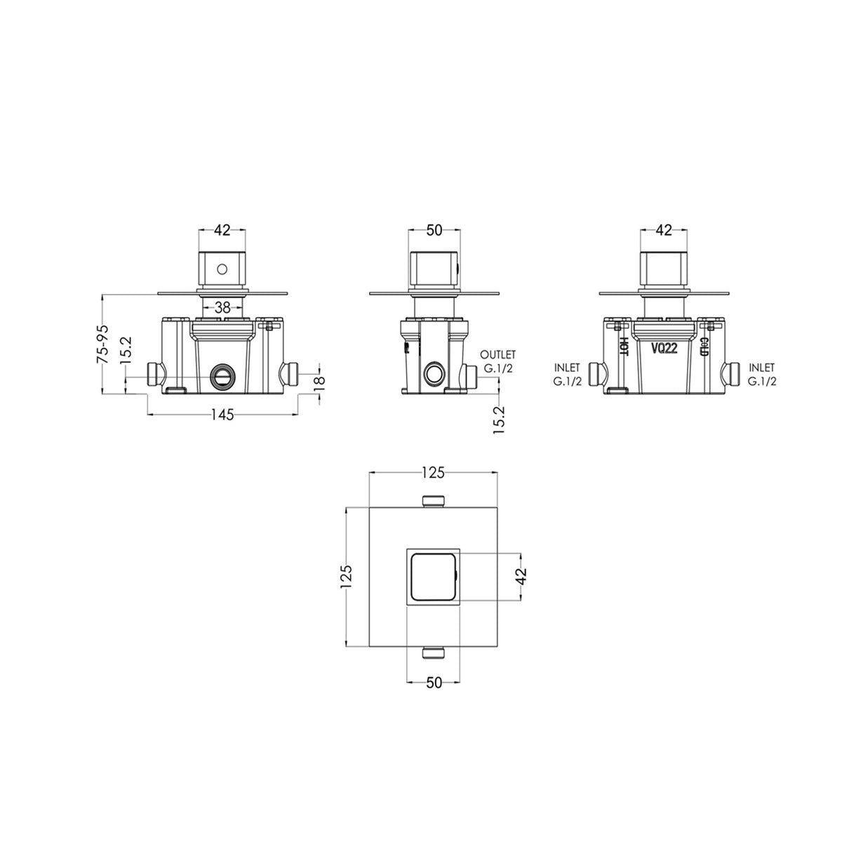 Sterling Thermostatic 1 Outlet Temperature Control Shower Valve - Chrome