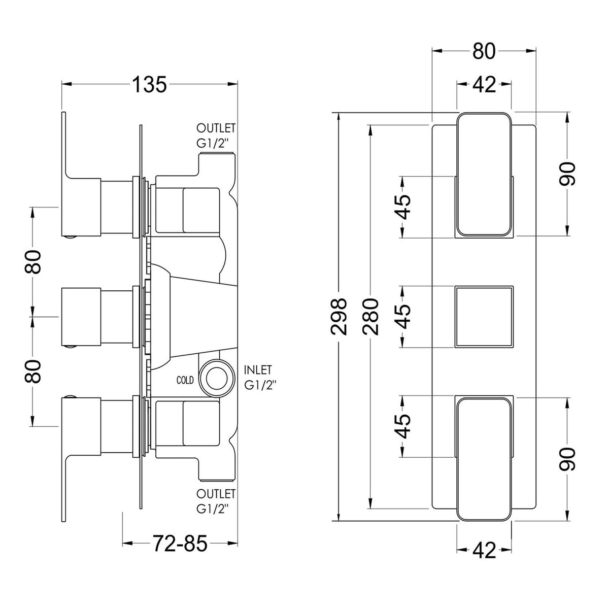 Sterling Thermostatic 2 Outlet Concealed Shower Valve