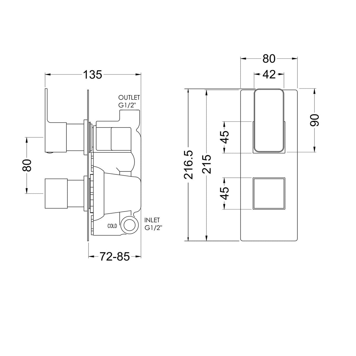 Sterling 1 Outlet Thermostatic Concealed Shower Valve