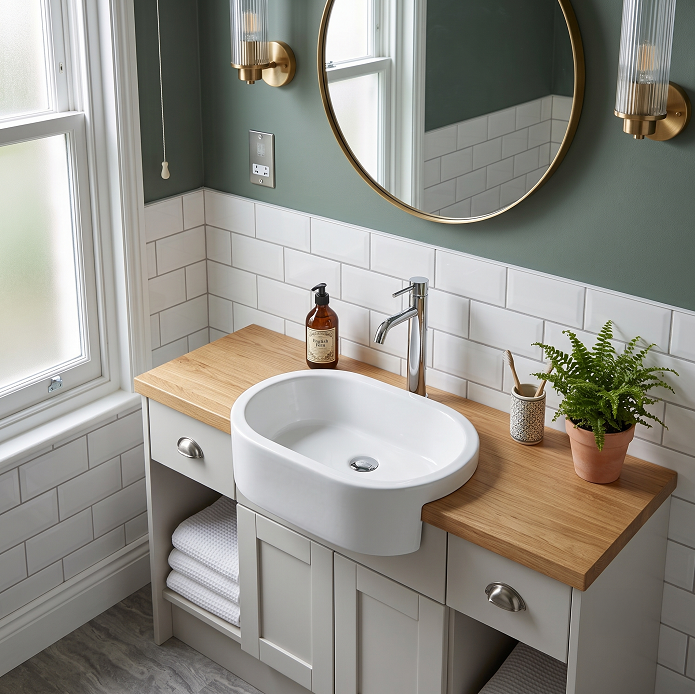 Serenity Oval Semi Recessed Basin - 570mm Wide - White