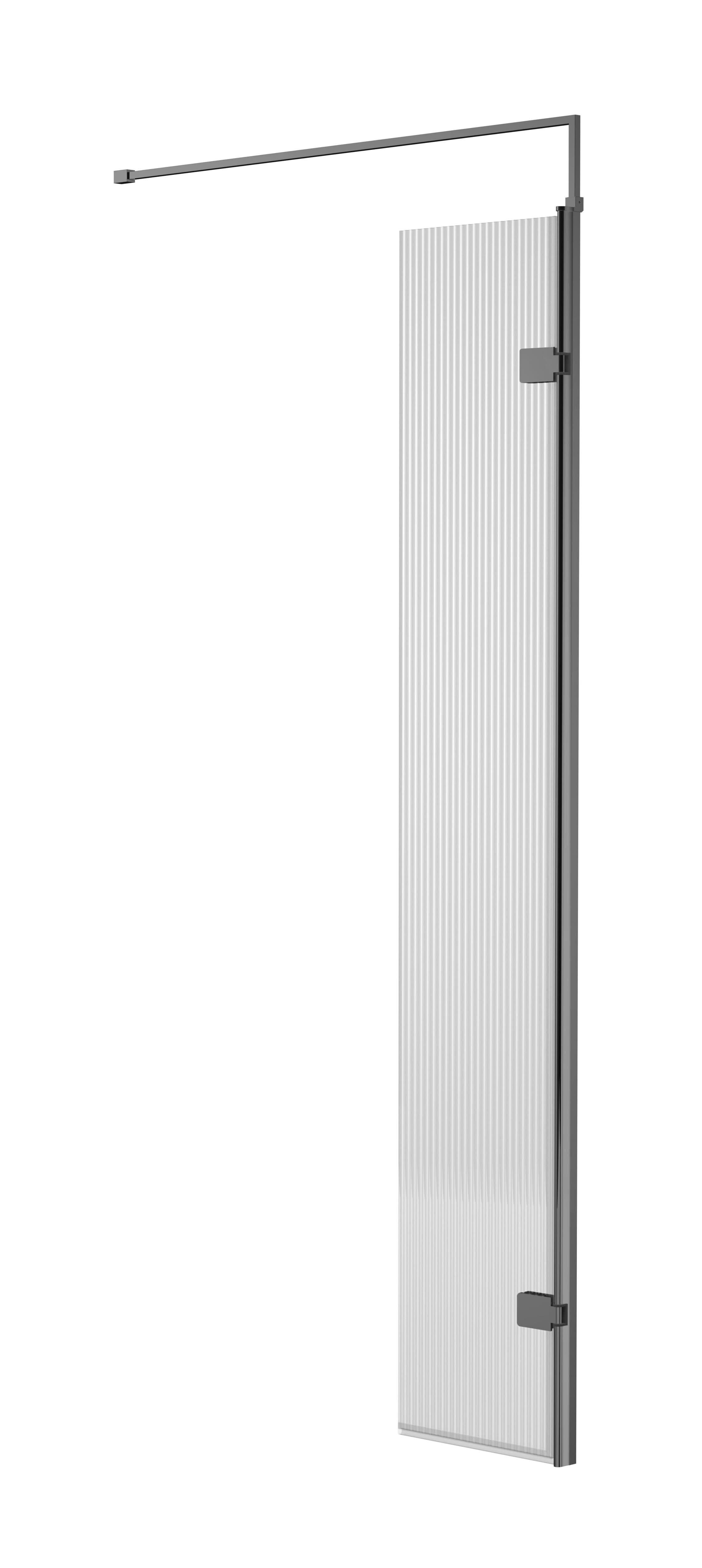 Contour 8mm Fluted Wetroom Hinged Return Panel With Support Bar