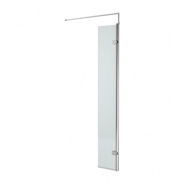 Contour 8mm Fluted Wetroom Hinged Return Panel With Support Bar