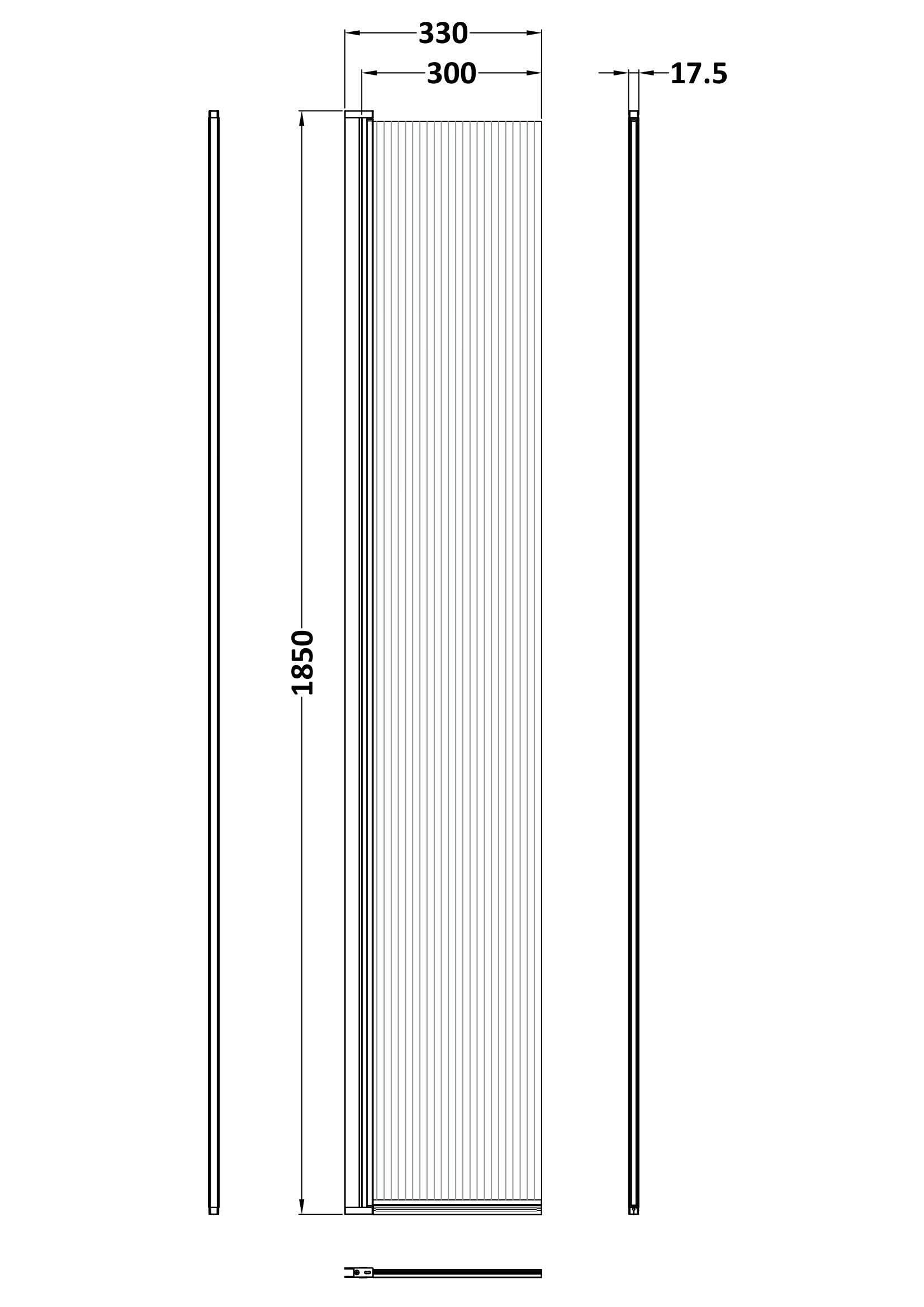 Contour 8mm Fluted Wetroom Hinged Return Panel With Support Bar