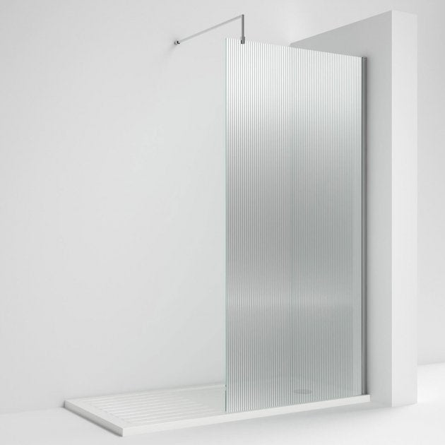 Contour 8mm Glass Fluted Wetroom Panel With Support Bar
