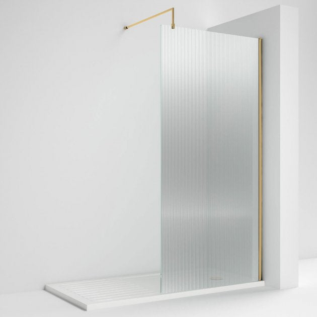Contour 8mm Glass Fluted Wetroom Panel With Support Bar