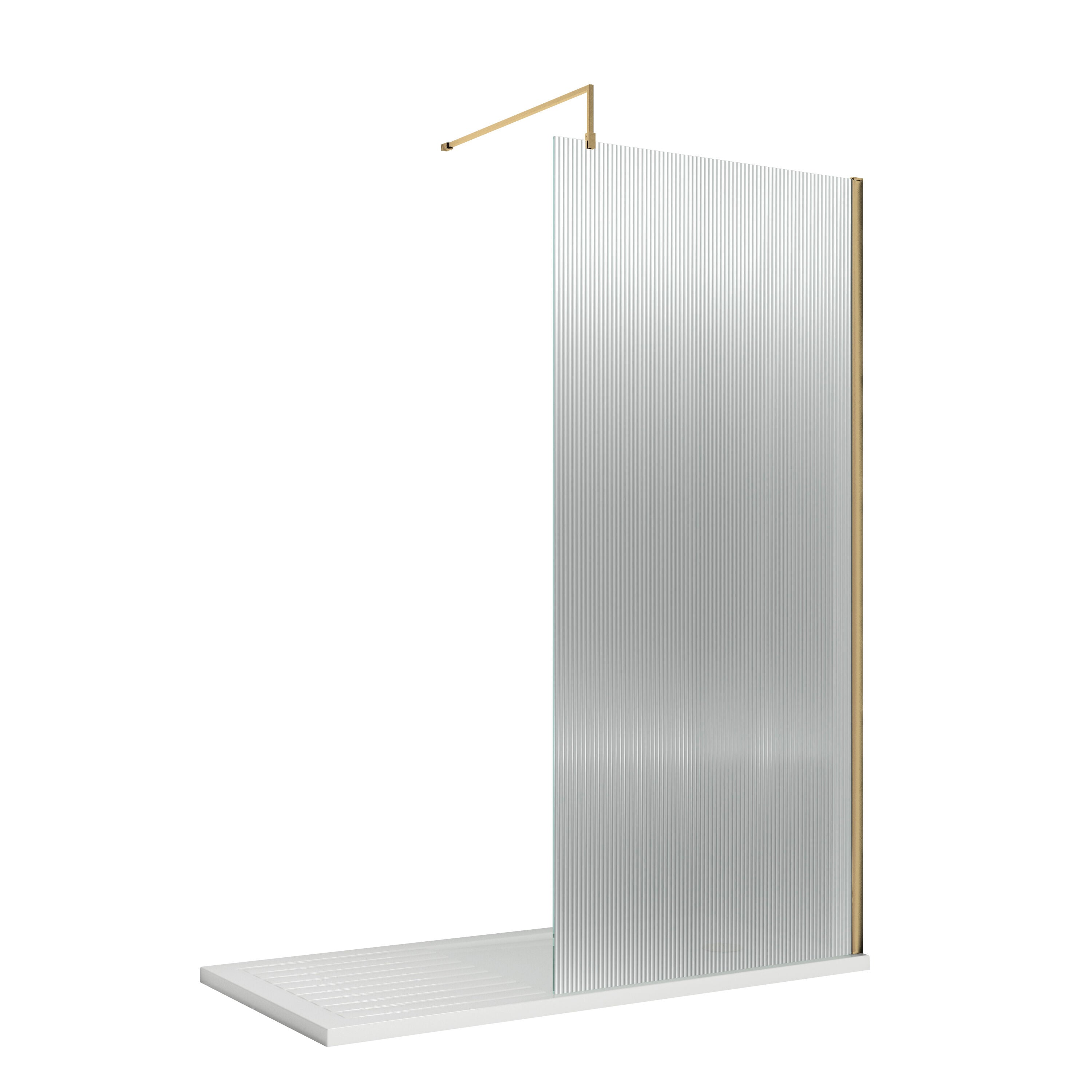 Haven 8mm Glass Fluted Wetroom Panel With Support Bar