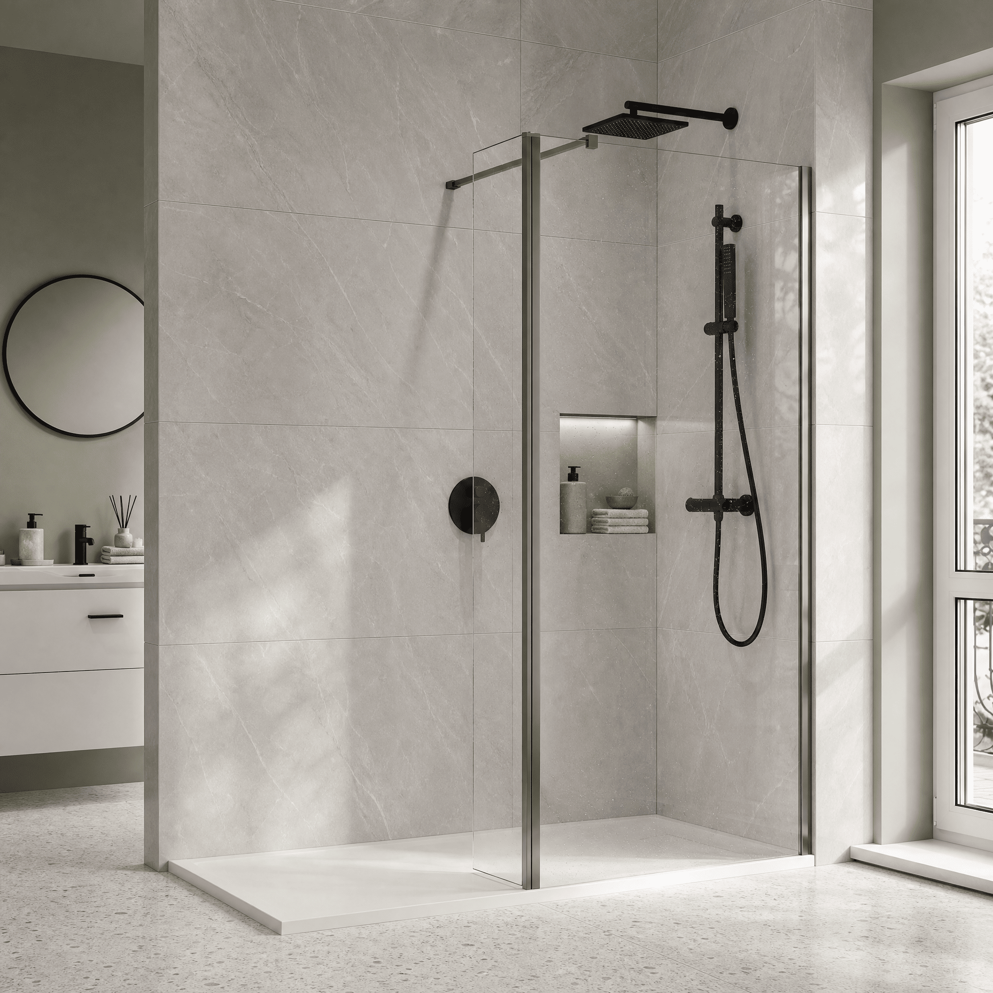 Safira 8mm Glass Fixed Return Wetroom Panel