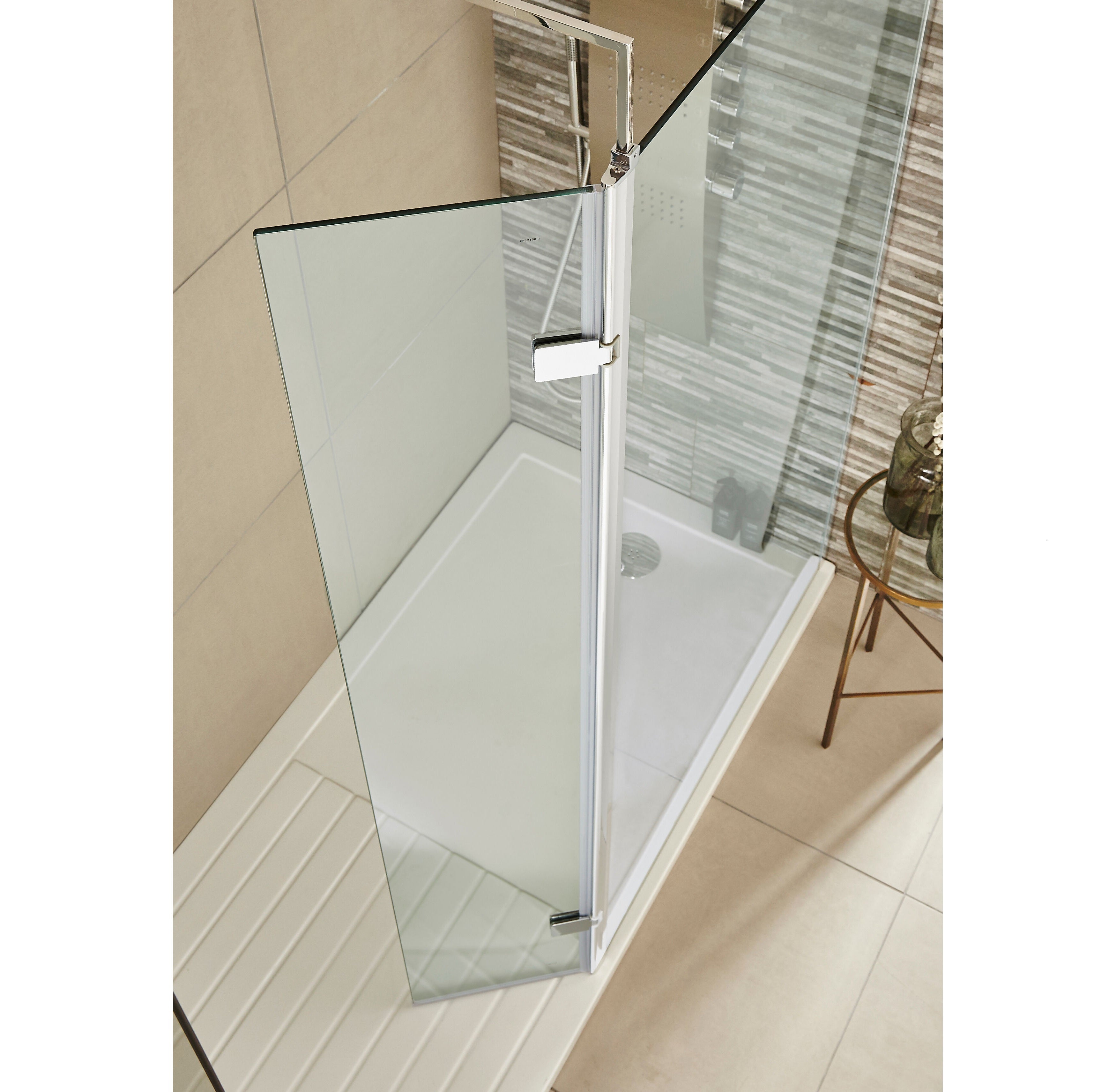 Cascade 8mm Glass Wetroom Return Panel With Support Bar