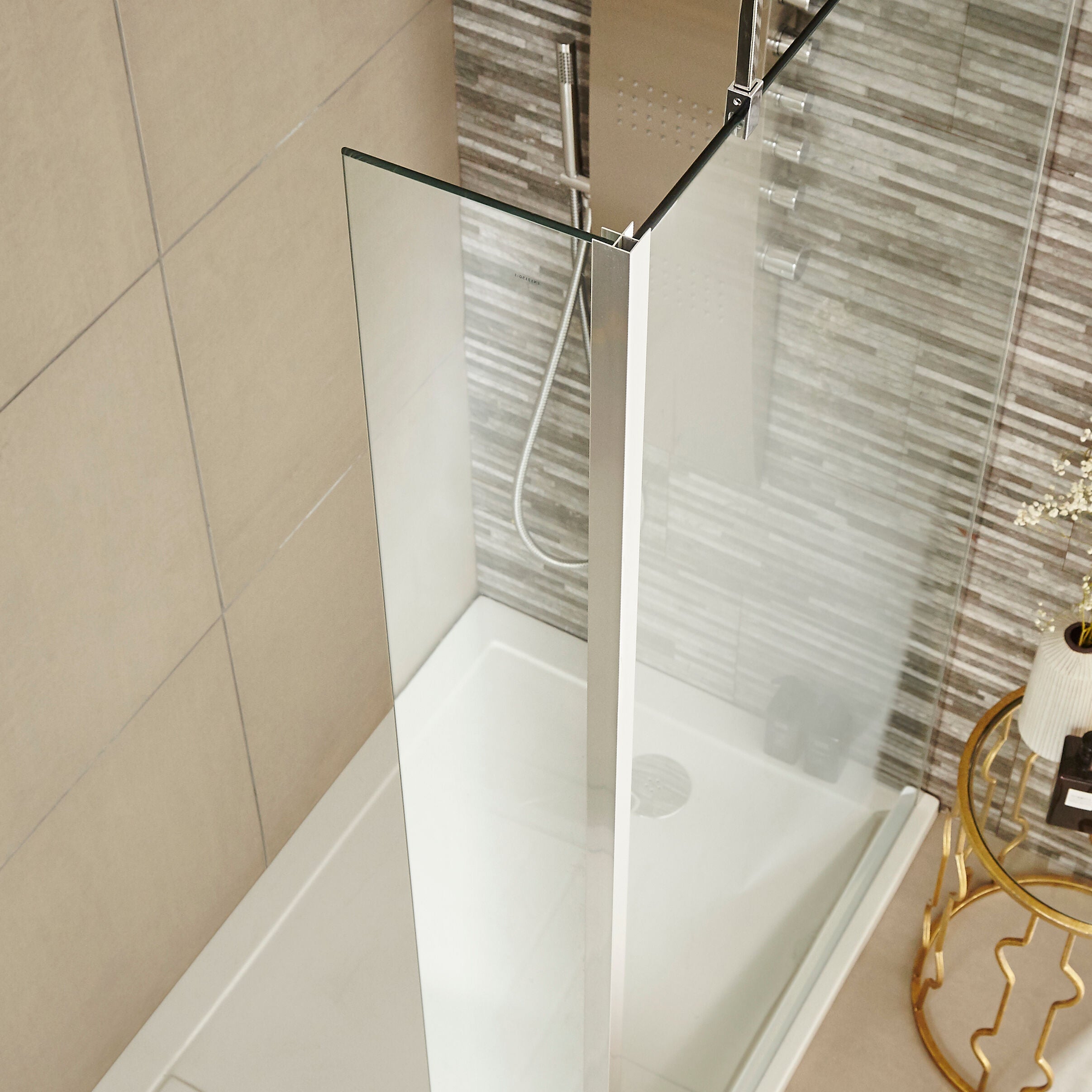 Cascade 8mm Glass Minimal Fixed Wetroom Return Panel