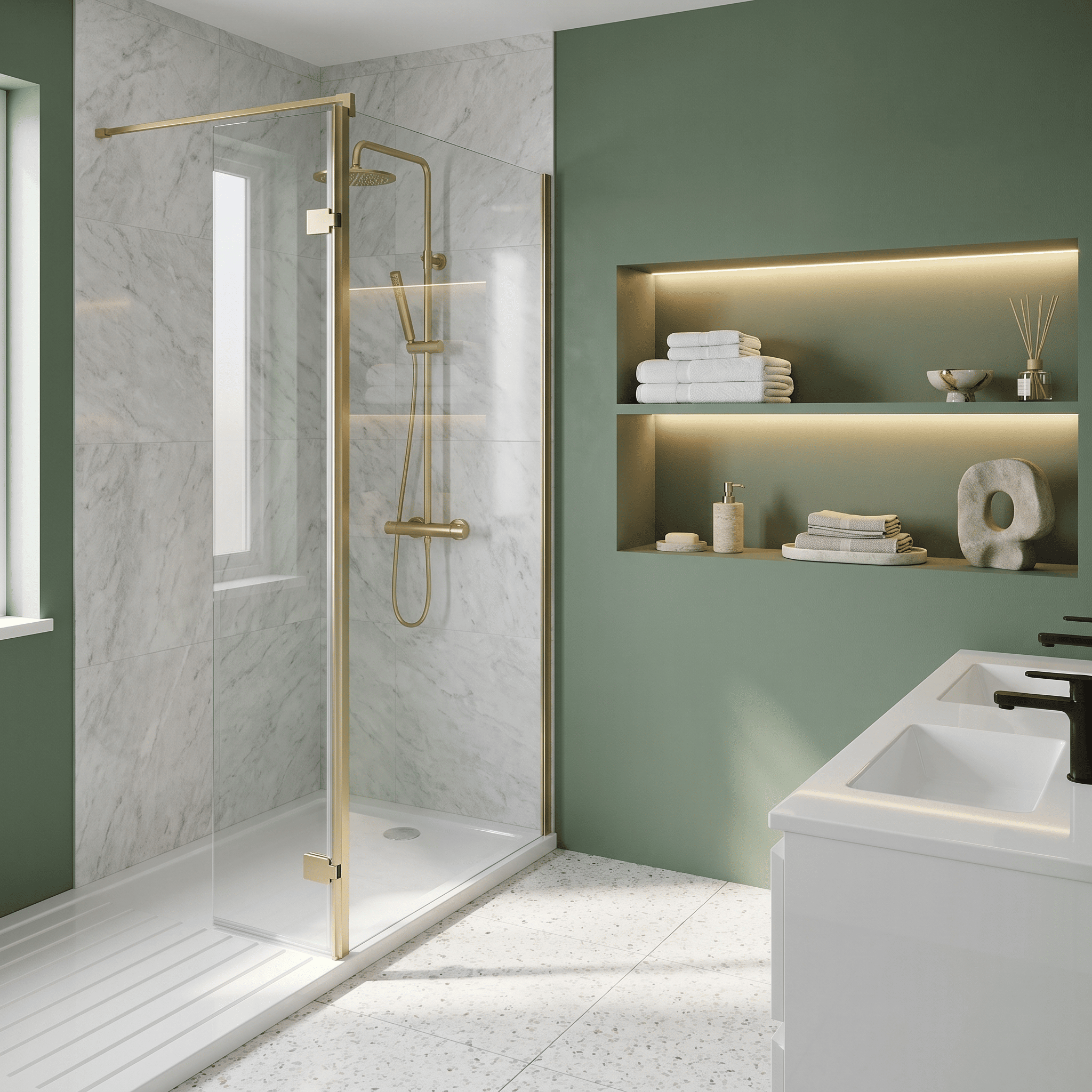Safira 8mm Glass Wetroom Return Panel With Support Bar