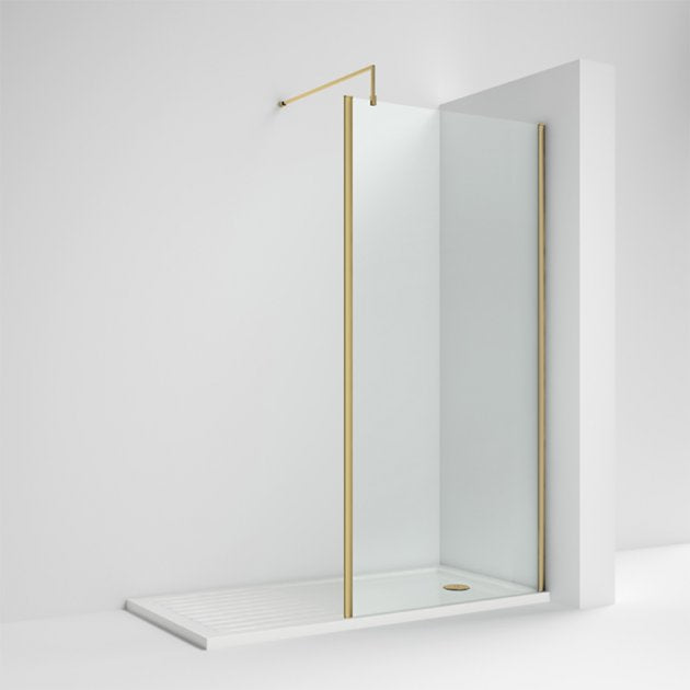 Linear 8mm Glass Outer Framed Wetroom Panel With Support Bar