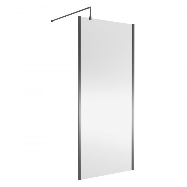 Linear 8mm Glass Outer Framed Wetroom Panel With Support Bar