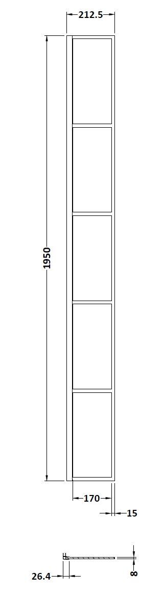Aspect 8mm Glass Matt Black Wetroom Return Screen - Aluminium