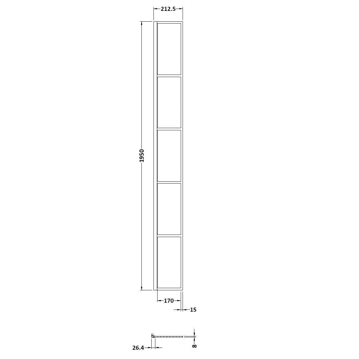 Aspect 8mm Glass Wetroom Return Panel - Matt Black