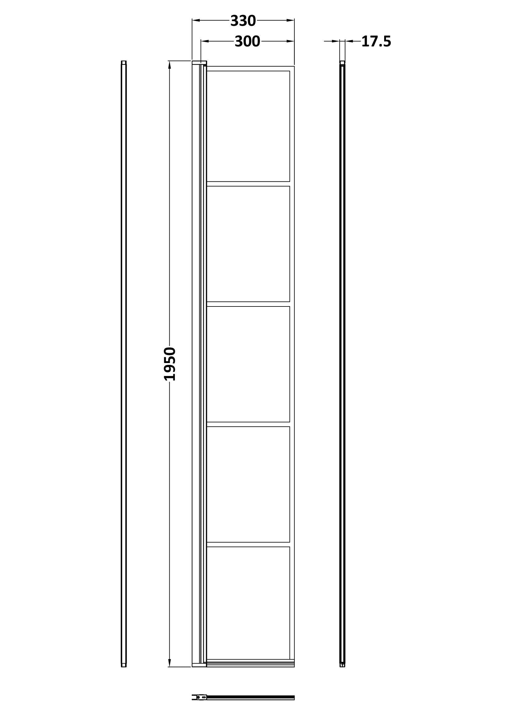 Aspect 8mm Glass Matt Black Wetroom Flipper Screen - Aluminium