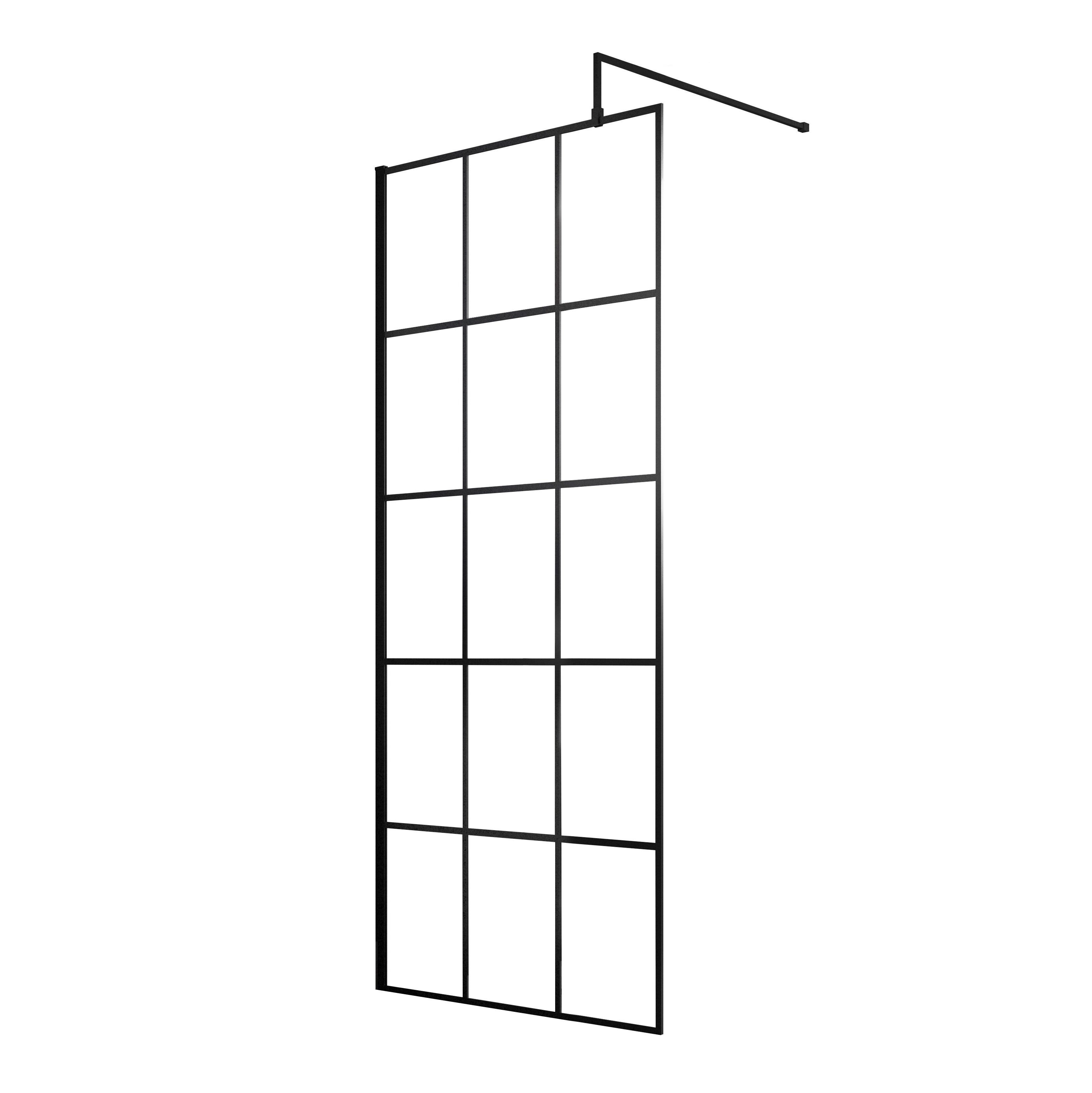 Aspect 8mm Glass Matrix Wetroom Panel - Matt Black
