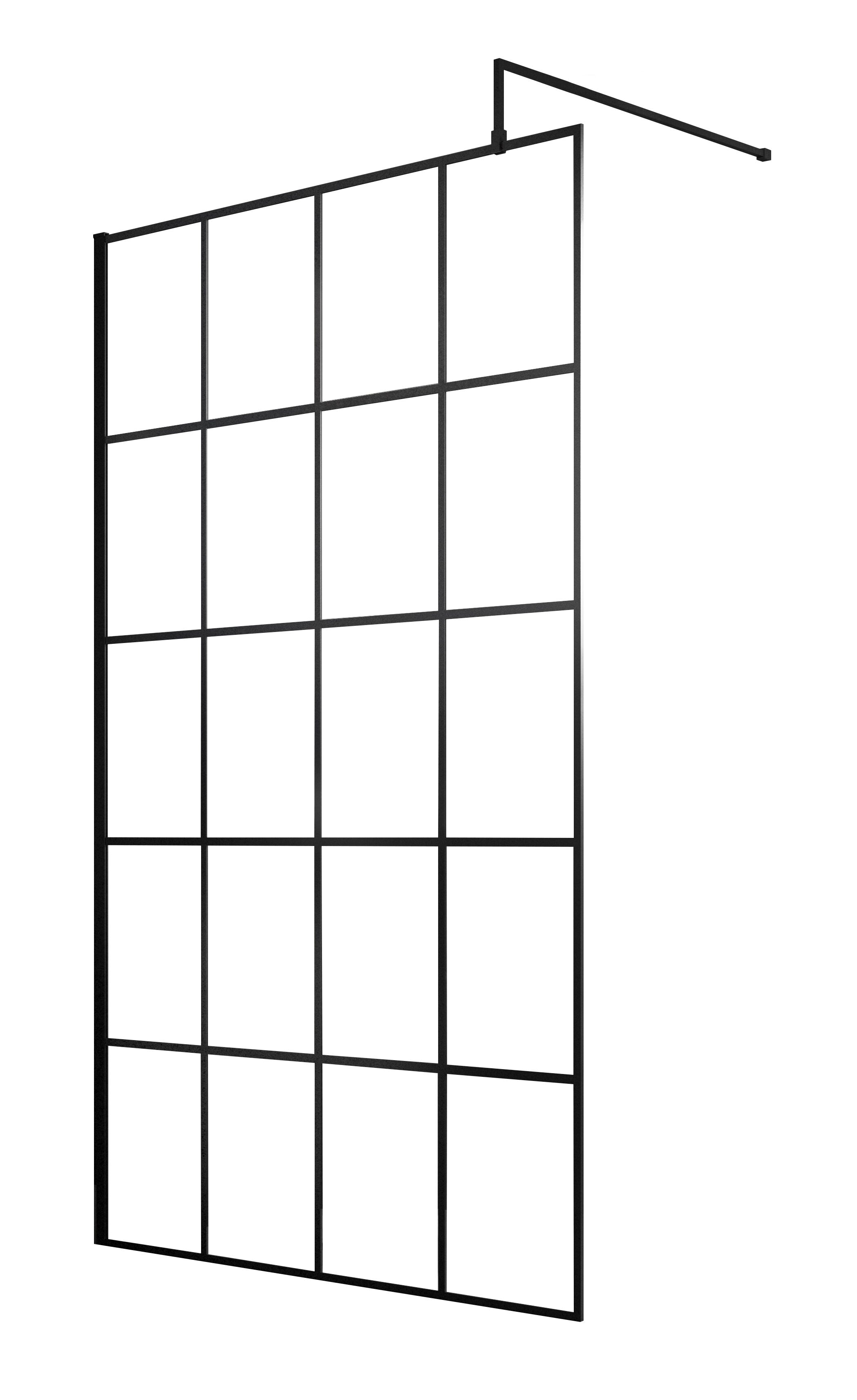 Aspect 8mm Glass Matrix Matt Black Wetroom Screen - Aluminium