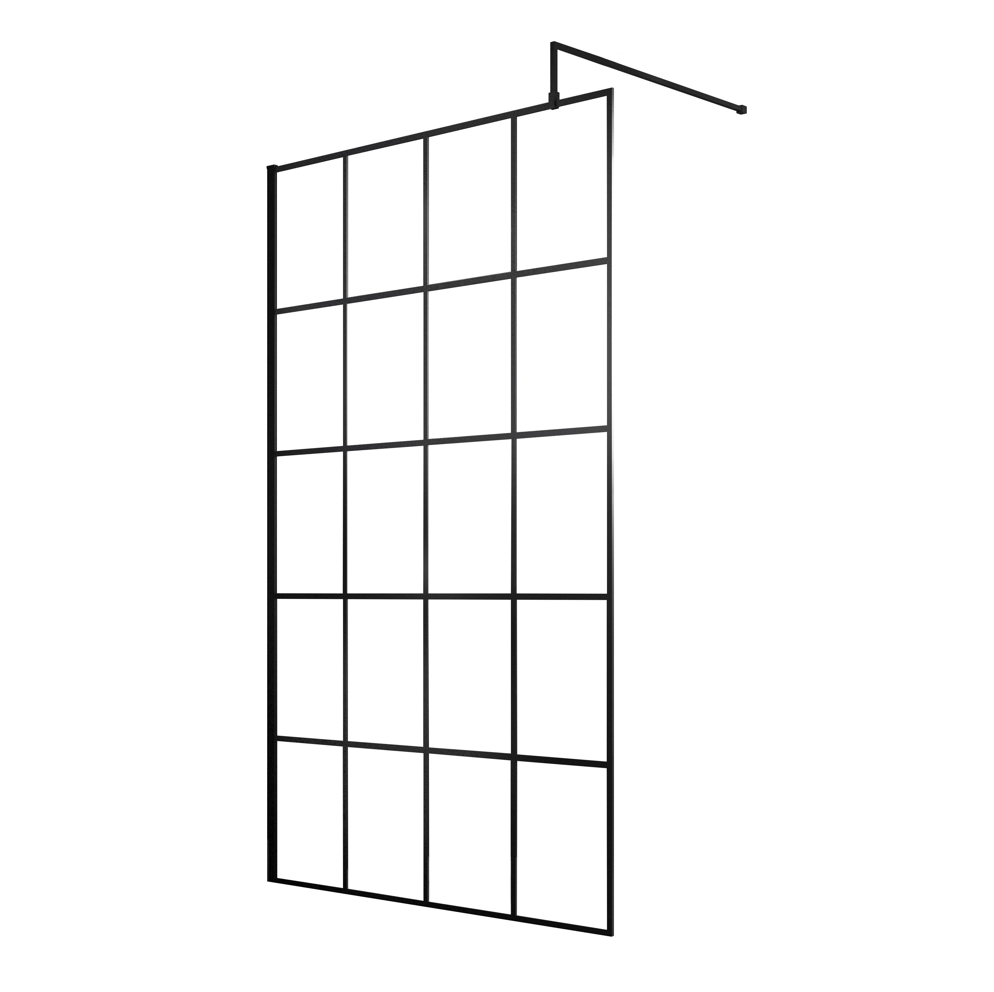 Aspect 8mm Glass Matrix Wetroom Panel - Matt Black