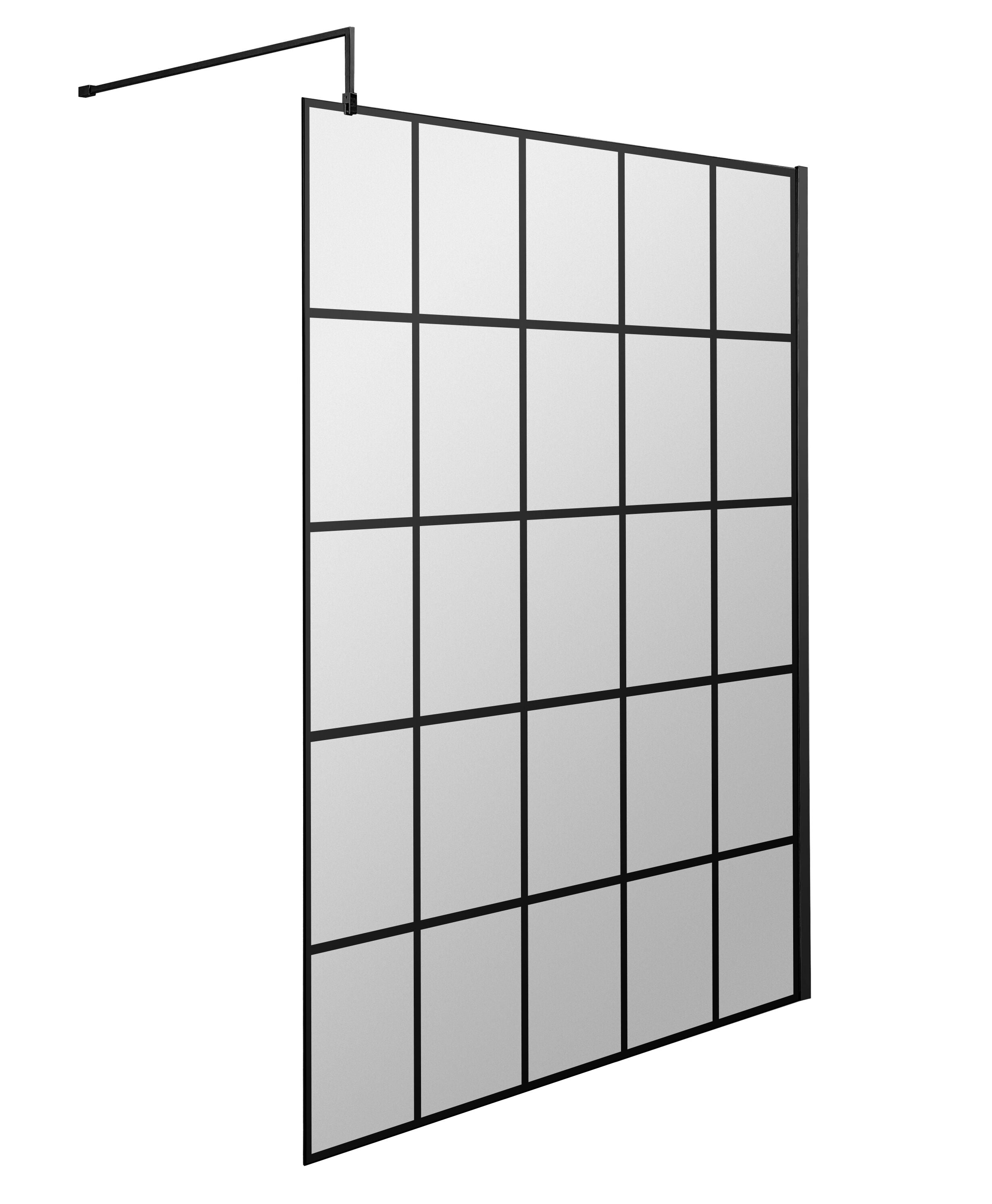 Aspect 8mm Glass Matrix Matt Black Wetroom Screen - Aluminium