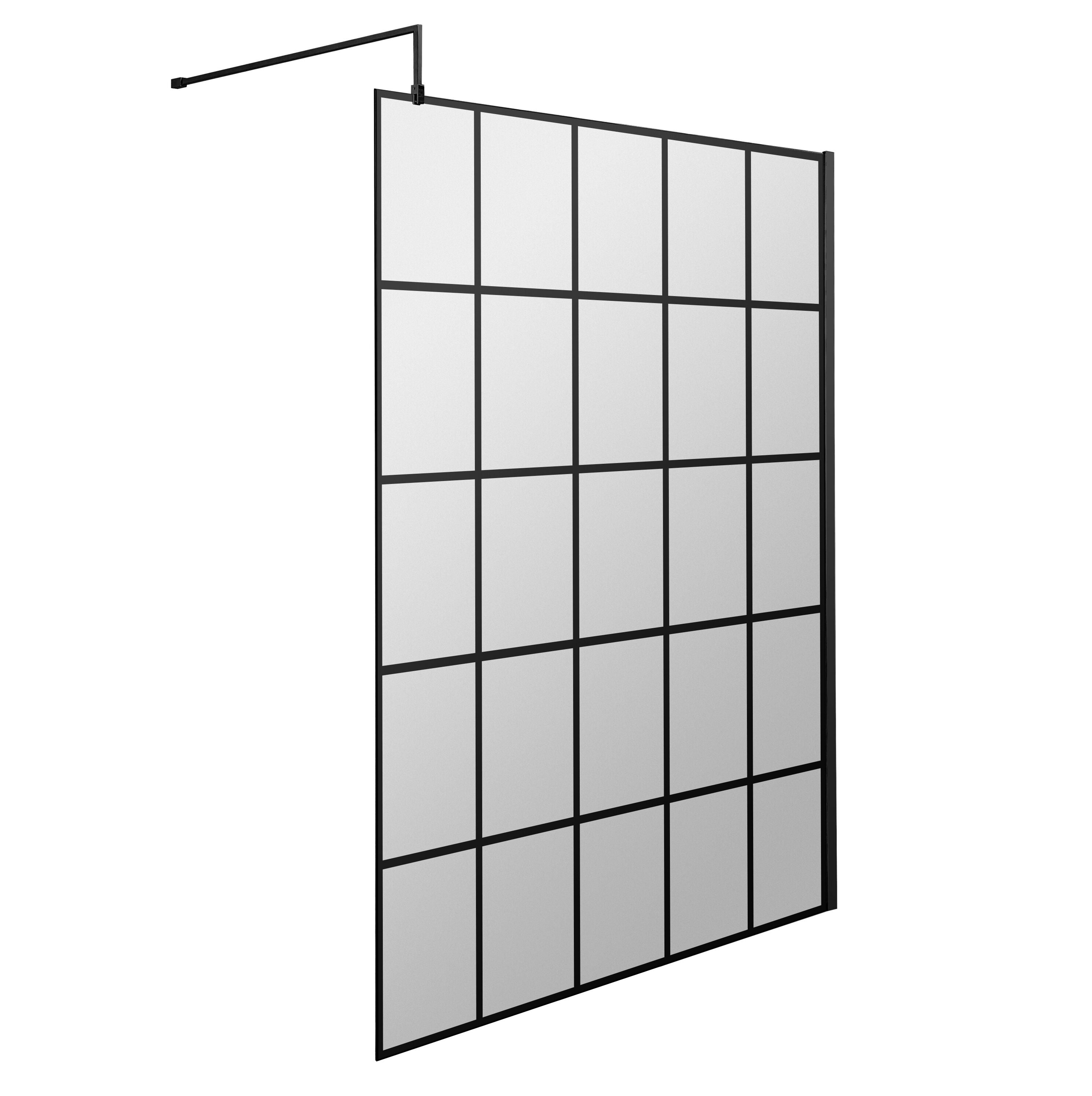 Aspect 8mm Glass Matrix Wetroom Panel - Matt Black