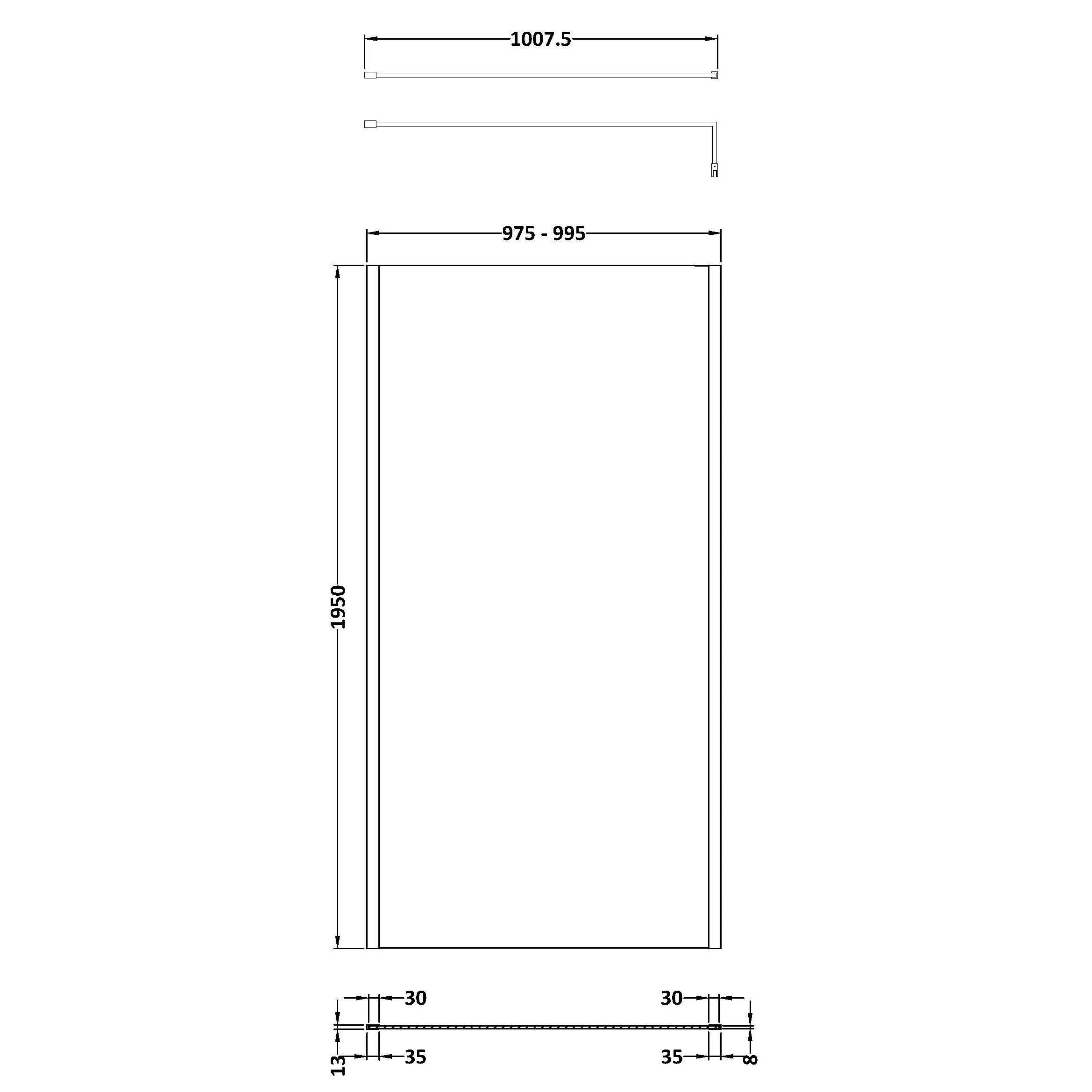 Elysian 8mm Glass Wetroom Panel With Support Bar