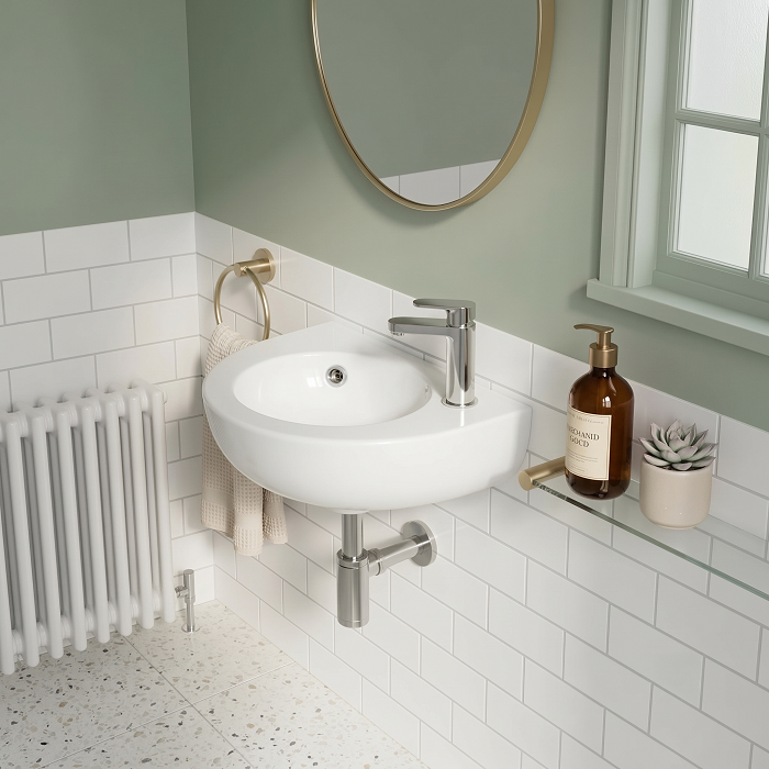 Sydney Rounded Wall Hung Basin - 350mm Wide - 1 TH - White