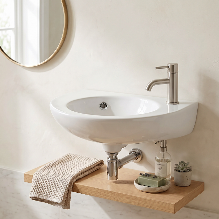 Sydney Rounded Wall Hung Basin - 430mm Wide - 1 TH - White