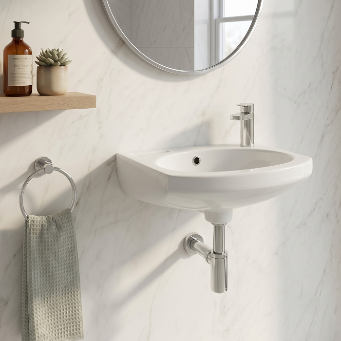 Sydney Cloakroom Wall Hung Basin - 450mm Wide - 1 TH - White