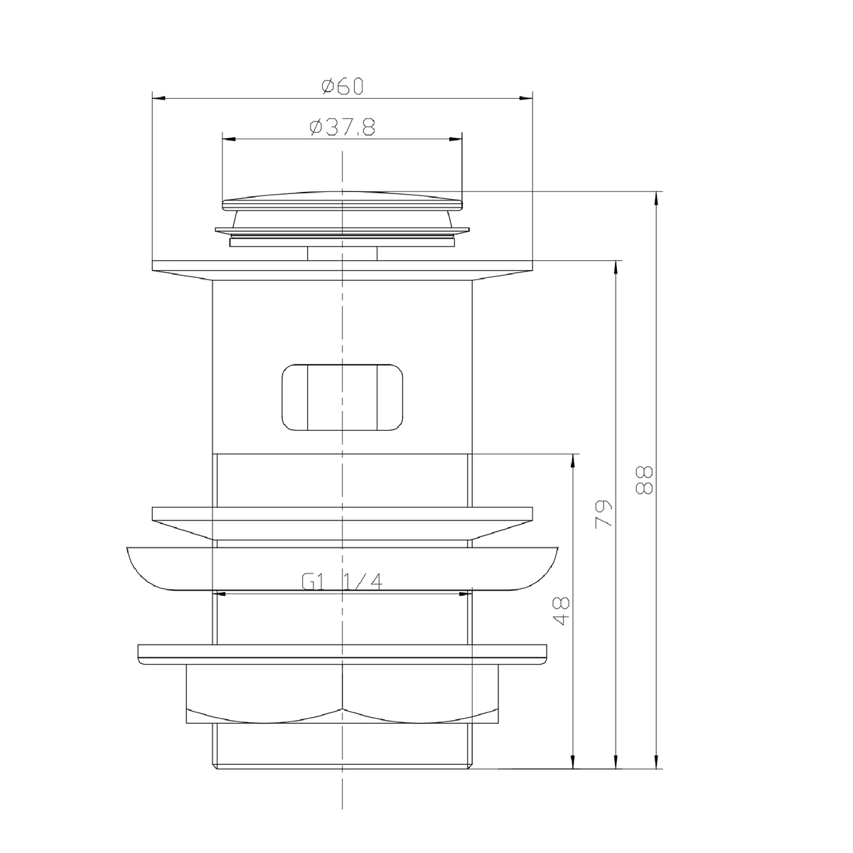 Nio Click Clack Slotted Basin Waste- Chrome