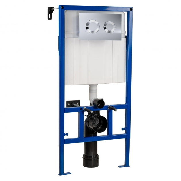 Nio Mid-Height Wall Hung Toilet Frame with Dual Flush Concealed Cistern and Flush Plate