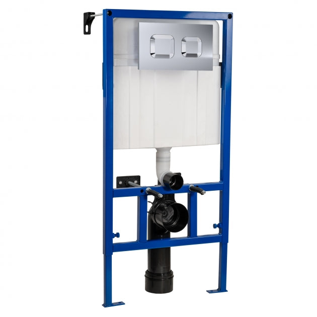 Nio Mid-Height Wall Hung Toilet Frame with Dual Flush Concealed Cistern and Flush Plate