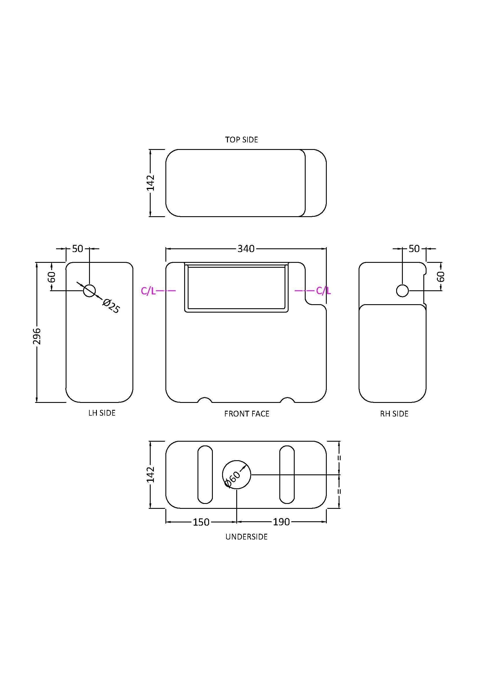 Trio Concealed Cistern with Side Inlet Dual Flush Button