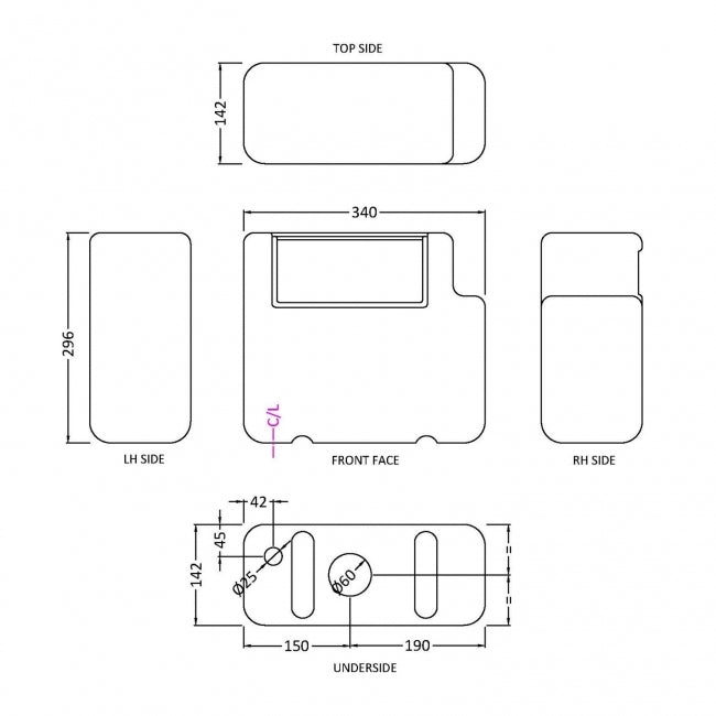 Trio Concealed Cistern with Bottom Inlet Flush Button - White