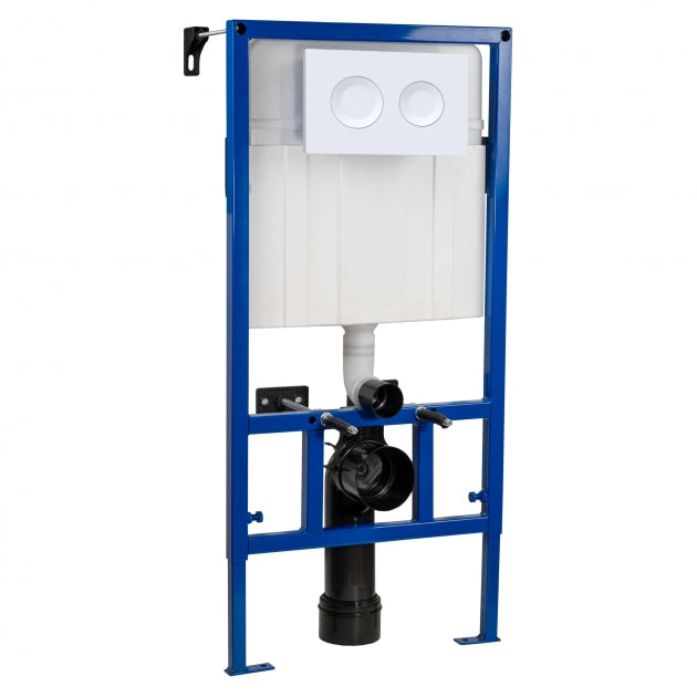 Nio Mid-Height Wall Hung Toilet Frame with Dual Flush Concealed Cistern and Flush Plate