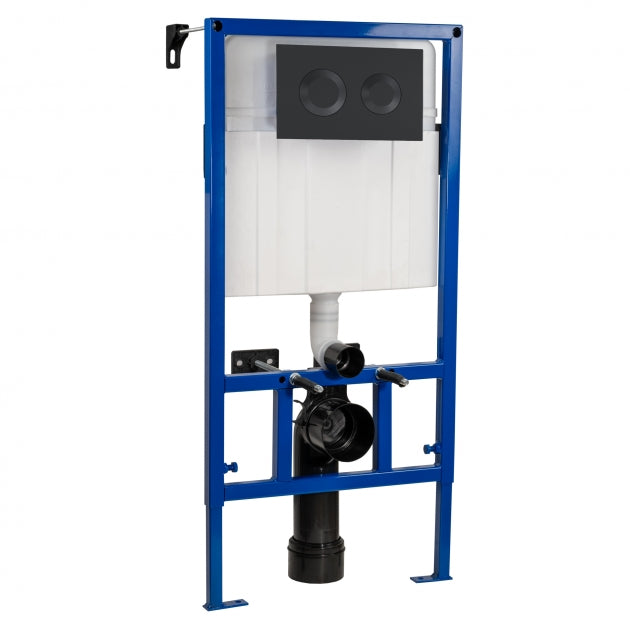 Nio Mid-Height Wall Hung Toilet Frame with Dual Flush Concealed Cistern and Flush Plate