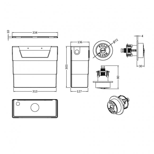 Trio Concealed Cistern with Flush Button - Black